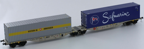 Kato HobbyTrain Lemke 58637 - Swiss Container Wagon Set Sggmrss 90 AAE gray 2x40 Bertschi / SAFM.